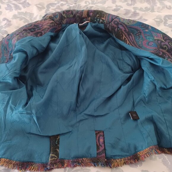 The Limited Paisley Tapestry Wool Blazer Jacket Sz2 Fringe Y2K Grunge Fairy - Picture 4 of 7